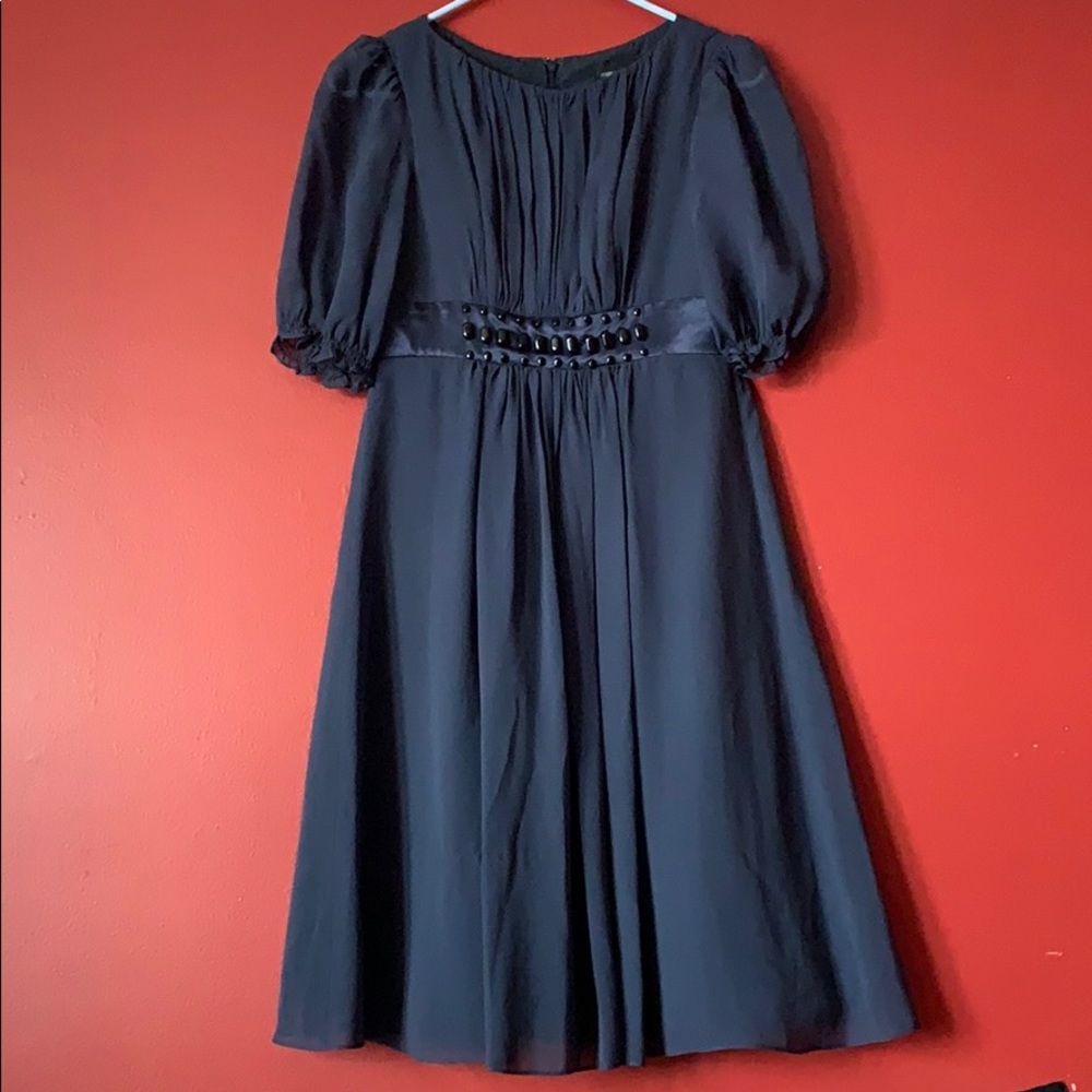 Navy Blue Chiffon Dress